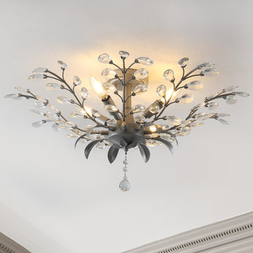 Elisana 26" ontemporary Bohemian Iron/Acrylic LED Semi Flush Mount - JONATHAN Y